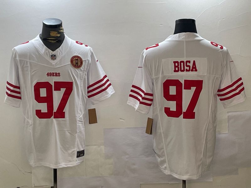 Men San Francisco 49ers #97 Bosa White three generations 2024 Nike Limited NFL Jersey style 4->->